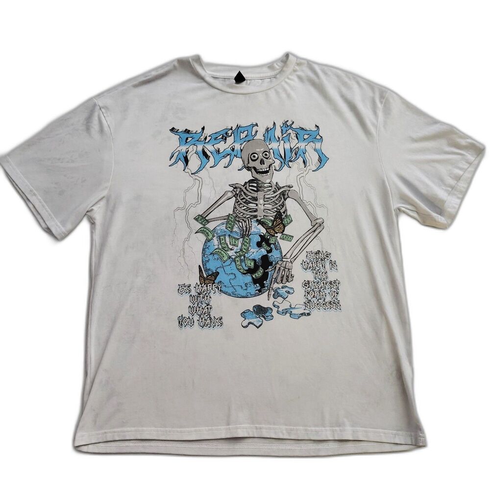 Shein X Mens White T Shirt XXL Skeleton